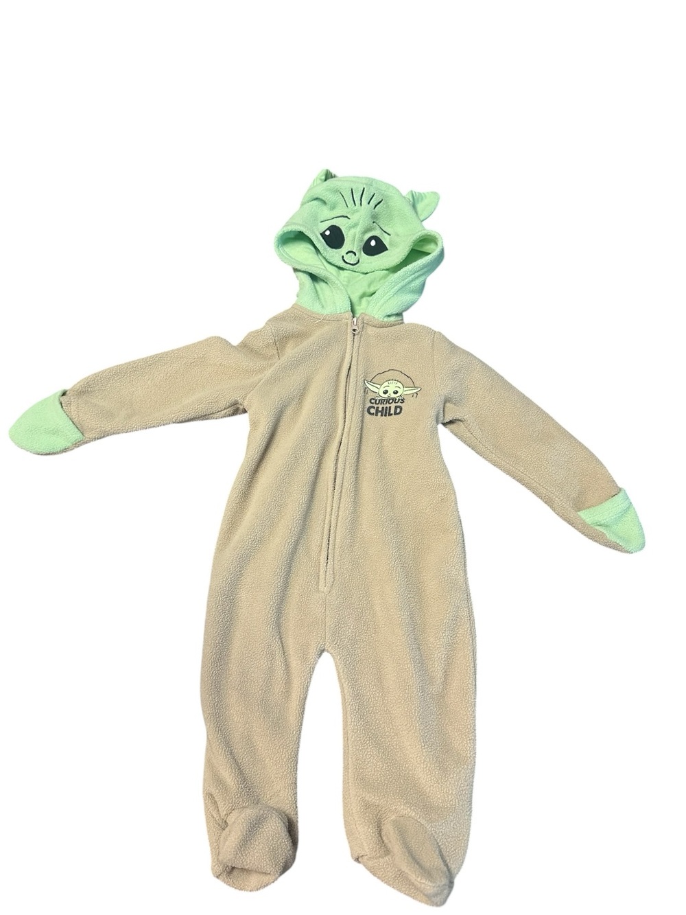 Star Wars Grogu Fleece One-Piece Footie - Green/Tan